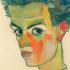 Egon Schiele, Selbstbildnis in gestreiftem Hemd, 1910 © Leopold Museum, Wien, Inv. 1458