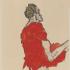 Egon Schiele, Selbstdarstellung mit rotem Tuch, 1913 © Privatbesitz