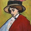 GABRIELE MÜNTER, Portrait of a Young Lady with Large Hat (Polish Woman), 1909 © Private Collection. On long-term loan to The Courtauld, London | Photo: Private Collection. On long-term loan to The Courtauld, London/Bridgeman Images © Bildrecht, Wien 2023