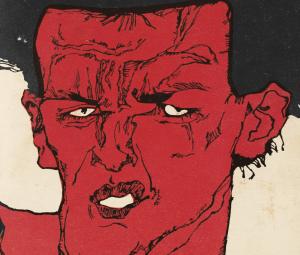 Magazine »Der Ruf« (special edition »War«, November 1912) featuring a 1910 self-portrait by Egon Schiele, 1912 © Private collection