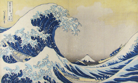 Katsushika Hokusai, Unter der Welle bei Kanagawa, aus der Serie: 36 Ansichten des Berges Fuji, um 1830 © Sammlung Leopold II