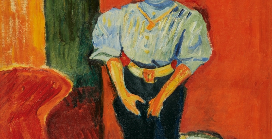 MAX PECHSTEIN, Junge Dame mit Federhut, 1910 © Renate und Friedrich Johenning Stiftung, Foto: Leopold Museum, Wien © Pechstein–Hamburg/Tökendorf/Bildrecht Wien, 2024