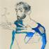Egon Schiele, Gustav Klimt im blauen Malerkittel, 1913 © Privatbesitz Egon Schiele, Gustav Klimt im blauen Malerkittel, 1913 © Privatbesitz