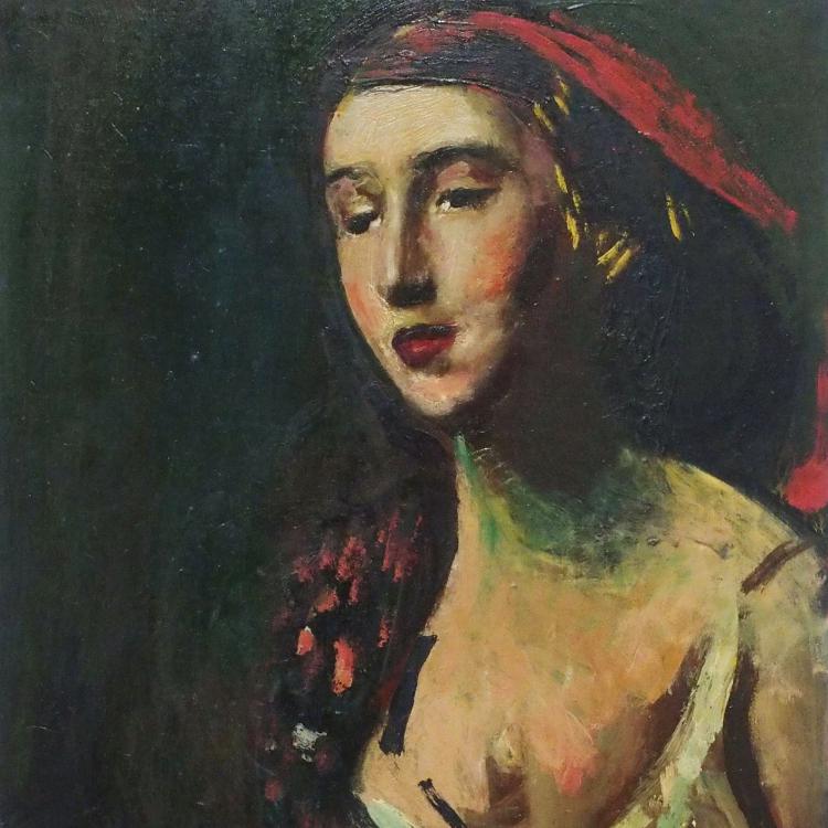 Josef Dobrowsky | Dame mit rotem Kopftuch | 1952 © Leopold Museum, Wien, Inv. 59