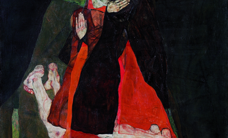 Egon Schiele, "Liebkosung" (Kardinal und Nonne), 1915 © Leopold Museum, Wien, Inv. 455
