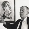 RENÉ BURRI, Oskar Kokoschka vor seinem Selbstbildnis von zwei Seiten in Villeneuve, um 1955 © Universität für angewandte Kunst Wien / University of Applied Arts Vienna, Oskar Kokoschka-Zentrum © René Burri/Magnum Photos