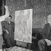 BILDERDIENST DER PRESSESTELLE DER STADT WIEN, Oskar Kokoschka porträtiert Bürgermeister Theodor Körner im Wiener Rathaus, im Hintergrund Kulturstadtrat Viktor Matejka, 1949 © Universität für angewandte Kunst Wien / University of Applied Arts Vienna, Oskar Kokoschka-Zentrum © Wiener Stadt- und Landesarchiv, Fotos des Presse- und Informationsdienstes