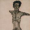 Egon Schiele, Nude Self-Portrait in Gray with Open Mouth, 1910 © Leopold Museum, Vienna