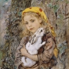 ANTON ROMAKO, GIRL HOLDING A RABBIT, 1885 © Collections of the Federal State of Lower Austria/Photo: Collections of the Federal State of Lower Austria, Peter Böttcher