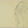 GUSTAV KLIMT | SKIZZE FÜR DIE LINKE FIGURENGRUPPE IM GEMÄLDE DIE BRAUT (SEITE 22 IM LETZTEN SKIZZENBUCH DES KÜNSTLERS, 22.06.1917–02.01.1918) | 1917 © Klimt-Foundation, Wien | Foto: Leopold Museum, Wien /Manfred Thumberger