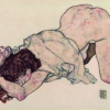 EGON SCHIELE | Kniendes Mädchen, auf beide Ellbogen gestütz | 1917 © Leopold Museum, Wien | Foto: Leopold Museum, Wien/Manfred Thumberger