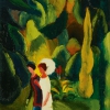 AUGUST MACKE, Frauen im Park (mit weißem Schirm), 1913 © Renate und Friedrich Johenning Stiftung, Foto: Leopold Museum, Wien/Manfred Thumberger