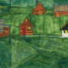 FRIEDENSREICH HUNDERTWASSER, 127 Almhütten auf grünem Platz, 1951 © Die Hundertwasser Gemeinnützige Privatstiftung, Wien Foto: Leopold Museum, Wien/Manfred Thumberger © 2020 Namida AG, Glarus, Schweiz