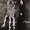 ANTON JOSEF TRČKA, Egon Schiele vor seinem 1913 vollendeten und heute verschollenen Gemälde Begegnung, 1914 © Leopold Privatsammlung, Foto:Leopold Museum, Wien/Manfred Thumberger