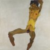 Egon Schiele, Sitzender Männerakt (Selbstdarstellung), 1910 © Öl, Deckfarbe auf Leinwand, 152,5 × 150 cm, Leopold Museum, Wien