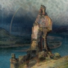 EMILIE MEDIZ-PELIKAN, Ruine Dürnstein mit Regenbogen, 1900 © Privatbesitz, Foto: Auktionshaus im Kinsky GmbH, Wien