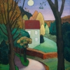 GABRIELE MÜNTER, Abendlandschaft mit weißem Mond (Aufgehender Mond), 1940 © Museum Wiesbaden, Schenkung W. und M. Rick 2013 | Foto: Museum Wiesbaden/Bernd Fickert © Bildrecht, Wien 2023