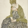 Egon Schiele, Edith Schiele in gestreiftem Kleid, sitzend, 1915 © Leopold Museum, Wien | Foto: Leopold Museum, Wien