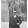 Joseph Maria Auchentaller,  Josef Maria Auchentaller at the 10th Secession exhibition in front of Gustav Klimt‘s artwork »The Medicine« © Archiv Erben Auchentaller