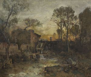 Robert Russ, Mühle mit Abendhimmel, um 1885 © Leopold Museum, Wien, Inv. 2118