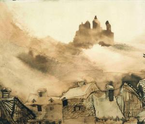 Victor Hugo, Burg und Schloss von Vianden im Mondschein, 1871, Maisons de Victor Hugo, Paris / Guernese © Foto: Maisons de Victor Hugo/Roger-Viollet