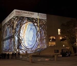 Leopold Museum Fassade, beleuchtet anlässlich der Ausstellung "Ringturm.Kunst" © Leopold Museum/APA-Fotoservice/Robert Newald