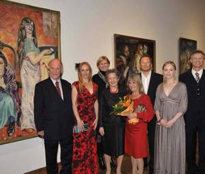 Ausstellungspromoter Haakon Mehren und Familie sowie Silje Arnekleiv, Elisabeth Leopold, Peter Weinhäupl, Franz Smola © Leopold Museum