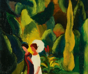 AUGUST MACKE, Women in the Park (with White Umbrella), 1913 © Renate und Friedrich Johenning Stiftung, Photo: Leopold Museum, Vienna/Manfred Thumberger