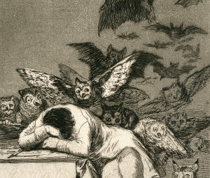 FRANCISCO DE GOYA, The Sleep of Reason Produces Monsters (print 43/80), from the series Los Caprichos, c. 1799 © OÖ Landes-Kultur GmbH, Land Oberösterreich Photo: OÖ Landes-Kultur GmbH, Land Oberösterreich, Grafische Sammlung, Ka II 634