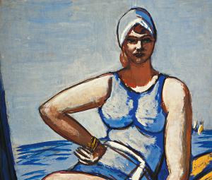 MAX BECKMANN, Quappi in Blau im Boot, 1926/1950 © Sammlung Würth, Foto: Volker Naumann, Schönaich