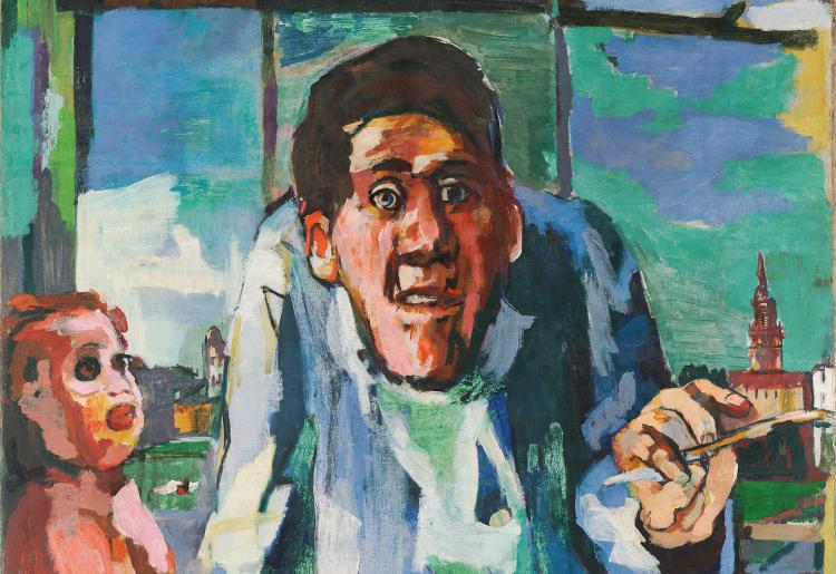 OSKAR KOKOSCHKA, Self-Portrait at the Easel, 1922 © Leopold, Private Collection, © Fondation Oskar Kokoschka/Bildrecht Wien, 2018