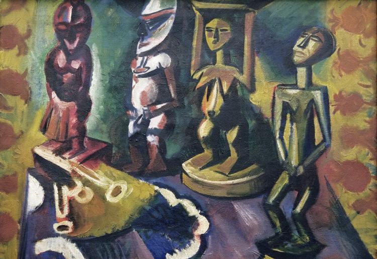 MAX PECHSTEIN, Still Life with Negro Statues | 1918 © Private collection/permanent loan from the Stiftung Schleswig-Holsteinische Landesmuseen Schloss Gottorf © Pechstein Hamburg/Tökendorf/Bildrecht, Wien, 2015