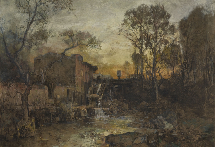 Robert Russ, Mühle mit Abendhimmel, um 1885 © Leopold Museum, Wien, Inv. 2118