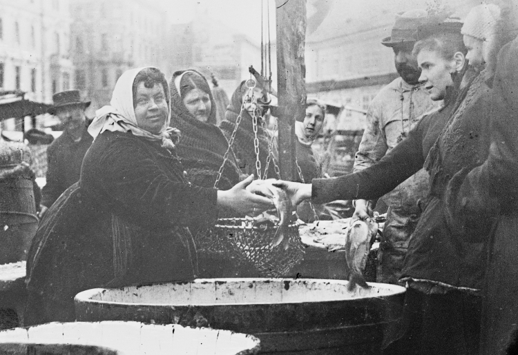 MORIZ NÄHR, Marktszene mit Fischhändlern, Wien, um 1890 © Klimt-Foundation, Wien, Inv. Nr. 188/008 | Foto: Klimt-Foundation, Wien