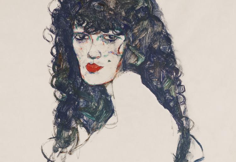 Egon Schiele, Bildnis einer Frau mit schwarzem Haar, 1914 © Privatbesitz