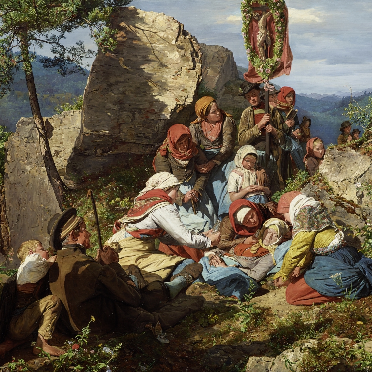 Ferdinand Georg Waldmüller, Unterbrochene Wallfahrt ("Die kranke Pilgerin"), 1858 © Leopold Museum, Wien, Inv. 481