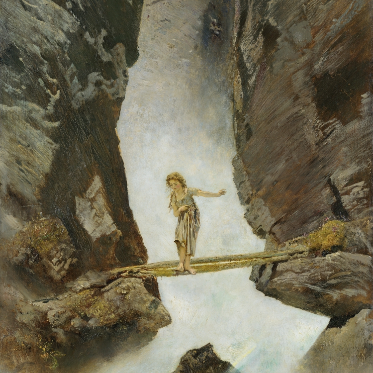 ANTON ROMAKO, GIRL CROSSING A MOUNTAIN TORRENT, 1880/1882 © Leopold Museum, Vienna/Photo: Manfred Thumberger