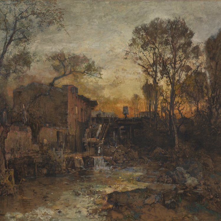 Robert Russ | Mühle mit Abendhimmel | um 1885 © Leopold Museum, Wien, Inv. 2118