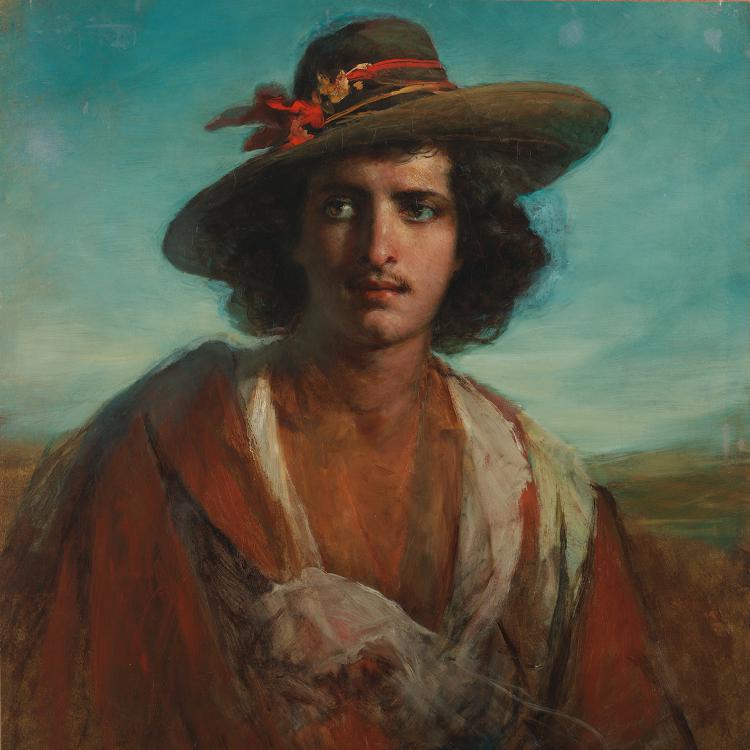 Anton Romako | Italienischer Hirte mit Hut | 1. Hälfte 1860er-Jahre © Leopold Museum, Wien, Inv. 739