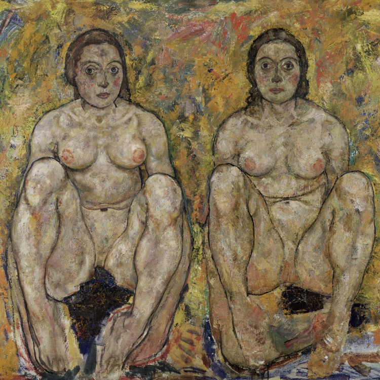 Egon Schiele | Hockendes Frauenpaar | 1918 (unvollendet) © Leopold Museum, Wien, Inv. LM 464