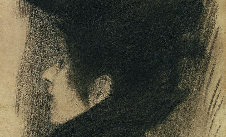 GUSTAV KLIMT, Brustbild einer jungen Dame mit Hut und Cape im Profil nach links, 1897/98 © Leopold Museum, Wien, Inv. 1309