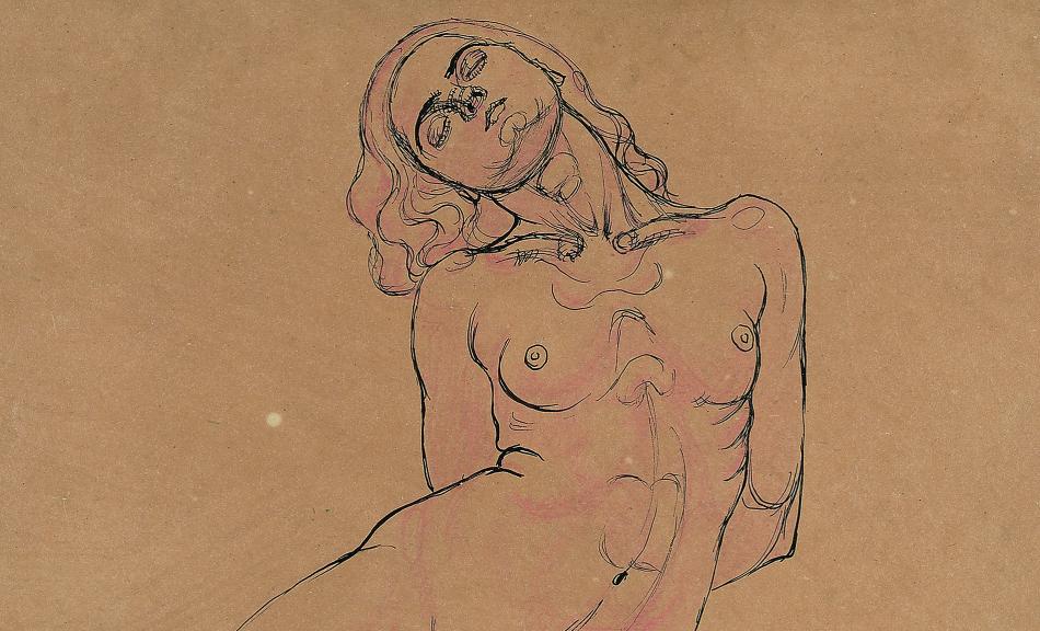 KOLOMAN MOSER, Seated Female Nude. Study for the painting »Three Huddling Women«, c. 1914 © Leopold Museum, Vienna, Inv. 2686