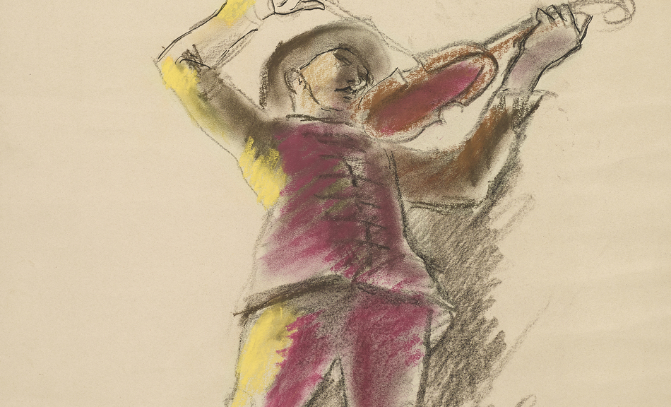 ANTON FAISTAUER, Violinspieler. Studie zu »Diana von der Jagd heimkehrend«. Deckenfresko für das Ledererschlössel in Weidlingau bei Wien, 1929 © Leopold Museum, Wien, Inv. 3647