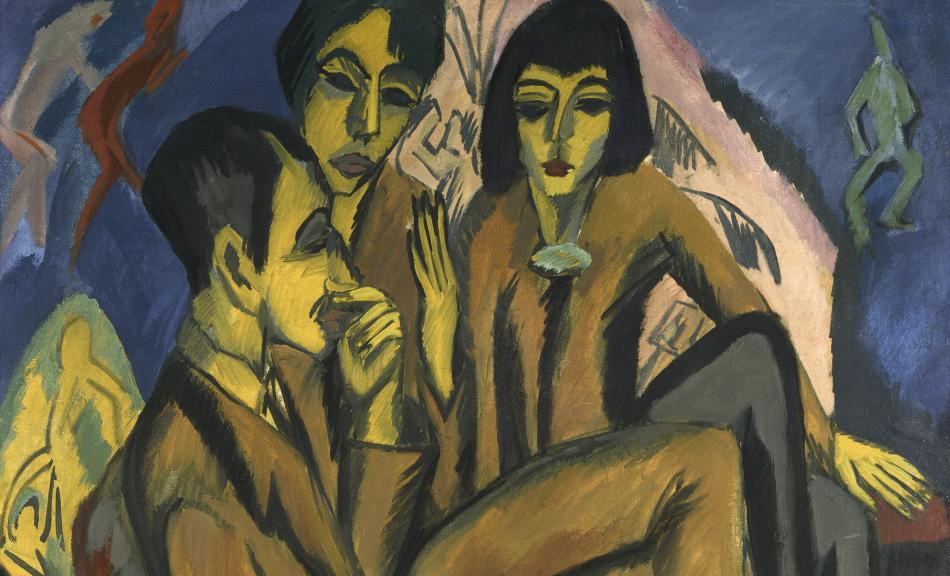 Ernst Ludwig Kirchner, Künstlergruppe (Unterhaltung der Künstler), 1913 (datiert 1912) © Courtesy of Osthaus Museum Hagen & Institut für Kulturaustausch, Tübingen By Ingeborg & Dr. Wolfgang Henze-Ketterer, Wichtrach/Bern, 2014