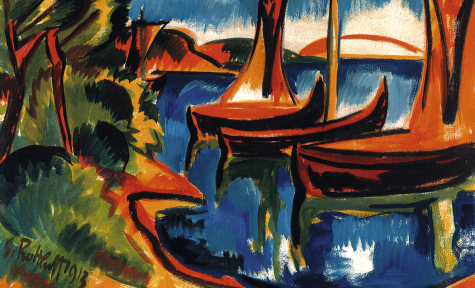 Karl Schmidt-Rottluff, Boote am Wasser (Boote im Hafen), 1913 © Courtesy of Osthaus Museum Hagen & Institut für Kulturaustausch, Tübingen © Bildrecht, Wien 2015