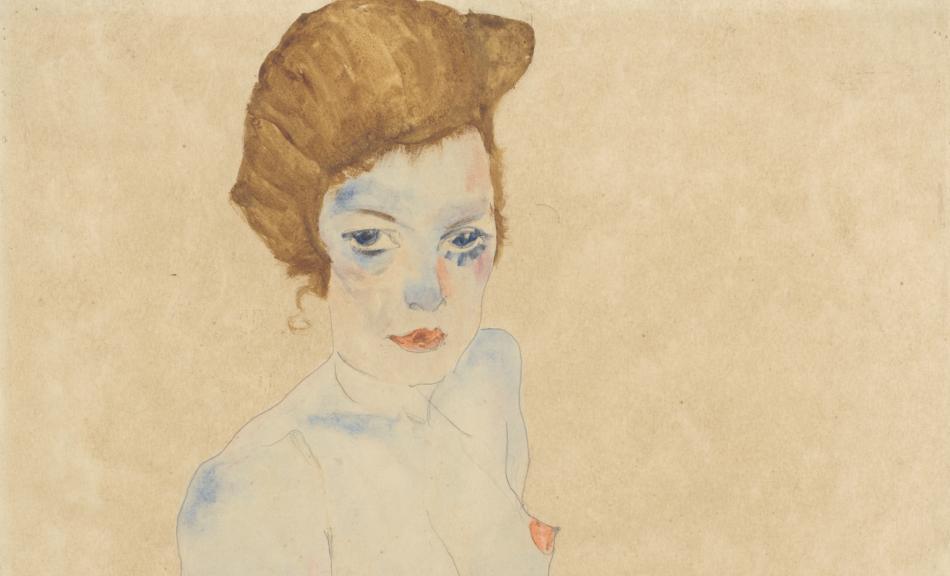 Egon Schiele, Sitting young woman, half nude with blue skirt, 1911 © Sammlung Gemeentemuseum Den Haag, Phot: Collection Gemeentemuseum Den Haag