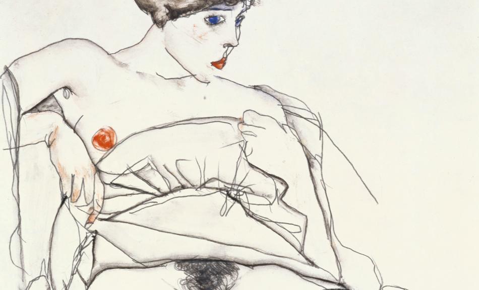 Egon Schiele, Frau in schwarzen Strümpfen, 1913 © Privatsammlung, Courtesy Richard Nagy Ltd., London, Foto: Privatsammlung, Courtesy Richard Nagy Ltd., London