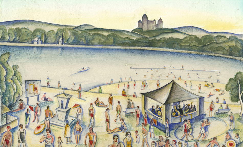 Carry Hauser, Strandbad Kritzendorf, Entwurf für ein Deckelinnenbild, 1928 © JTI Collection Vienna © Bildrecht, Wien 2015