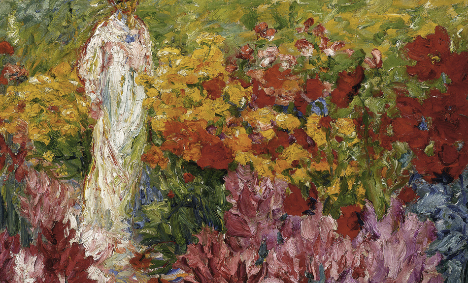 Emil Nolde, Blumengarten. Frau im weißen Kleid en face, 1908 © Courtesy of Osthaus Museum Hagen & Institut für Kulturaustausch, Tübingen|© Nolde Stiftung Seebül