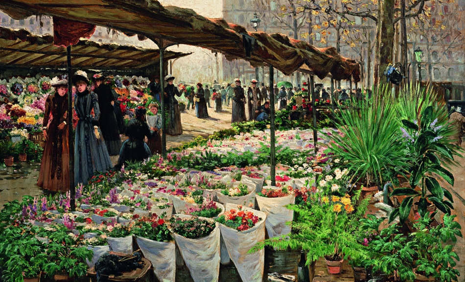 THEODOR VON HÖRMANN, Blumenmarkt an der Madeleine IV, 1889 © Leopold Museum, Wien, Inv. 511